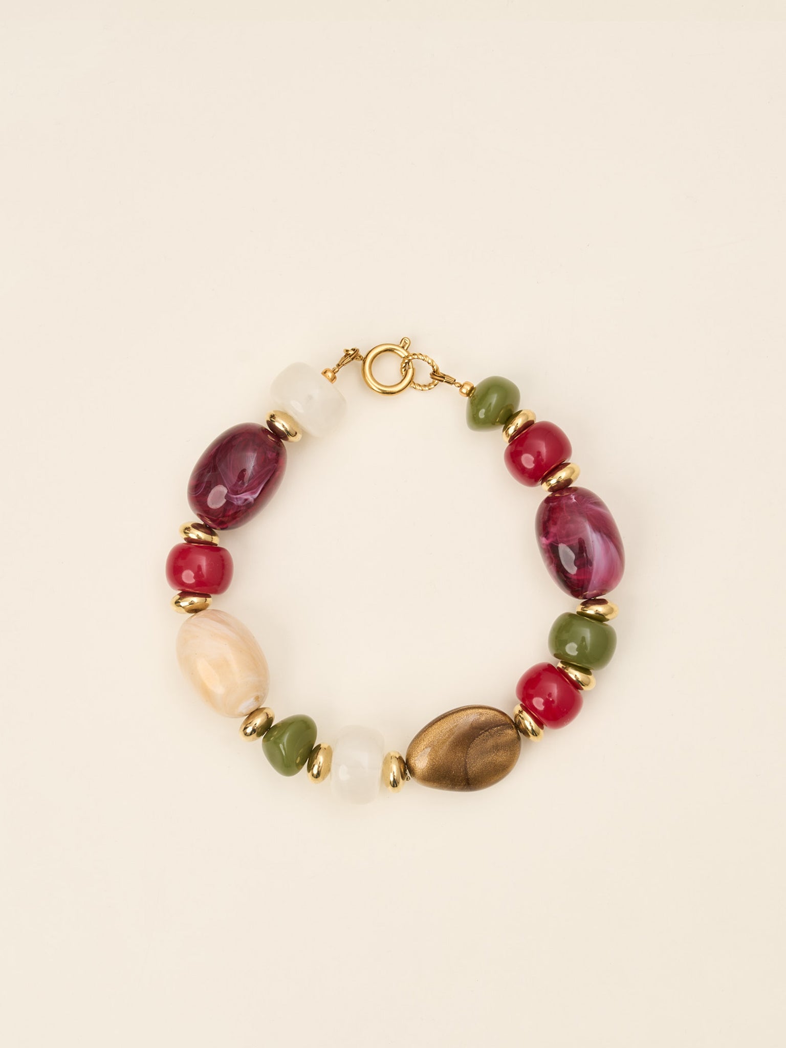 Bracelet Savanna – Rouge profond & olive
