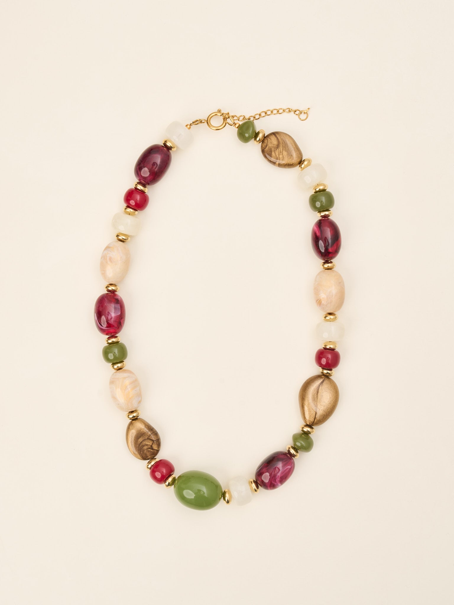 Collier Savanna – Rouge profond & olive