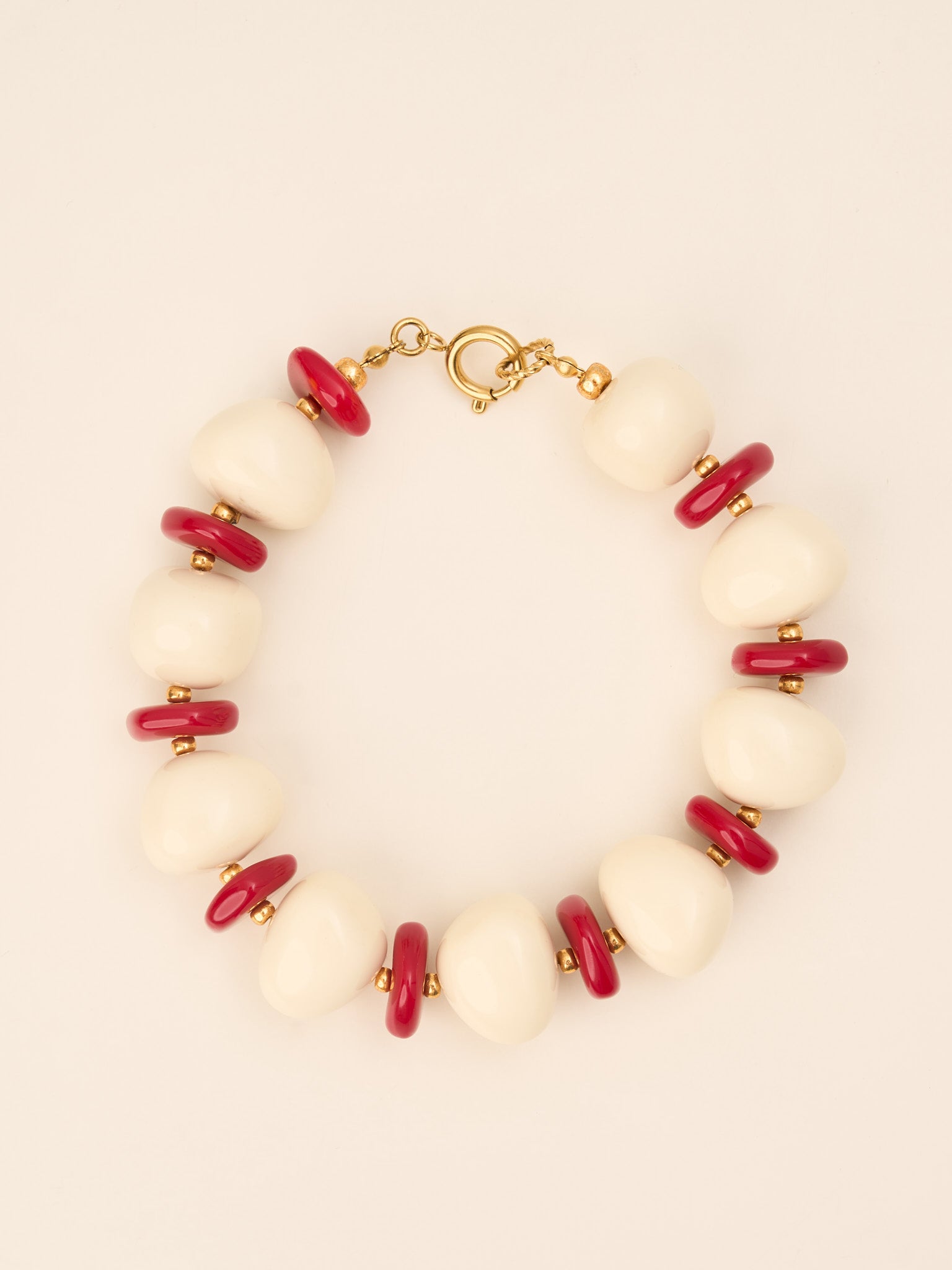 Bracelet Savanna – Ivoire & rouge profond