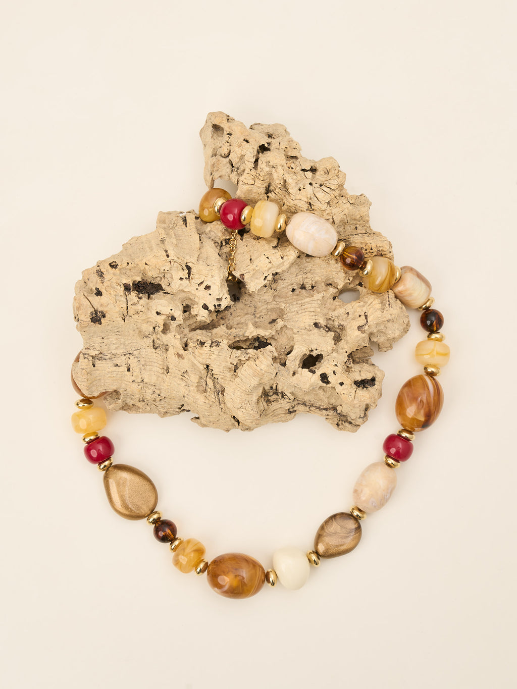 Collier Savanna – Multico crème & ambre