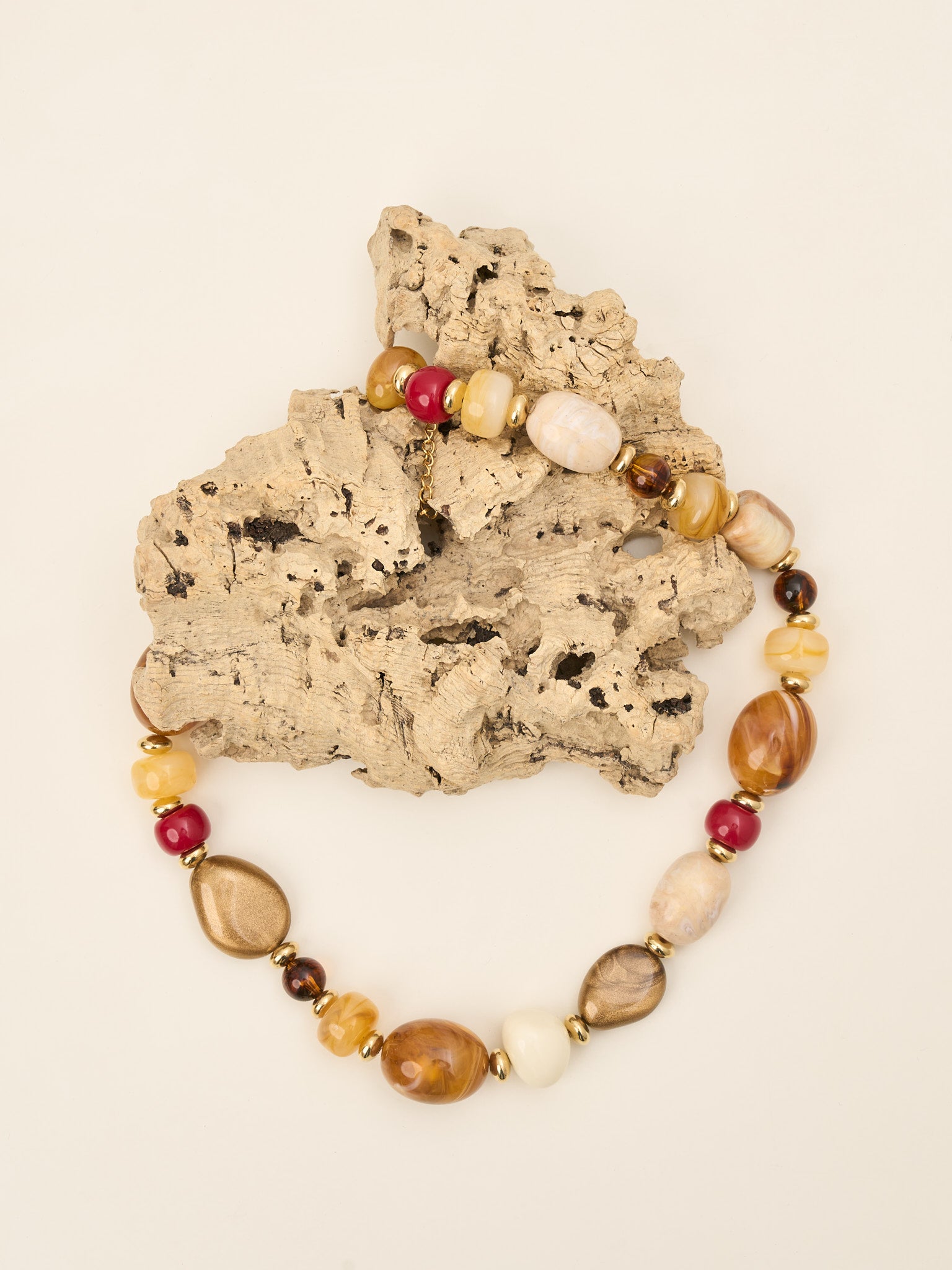 Collier Savanna – Multico crème & ambre