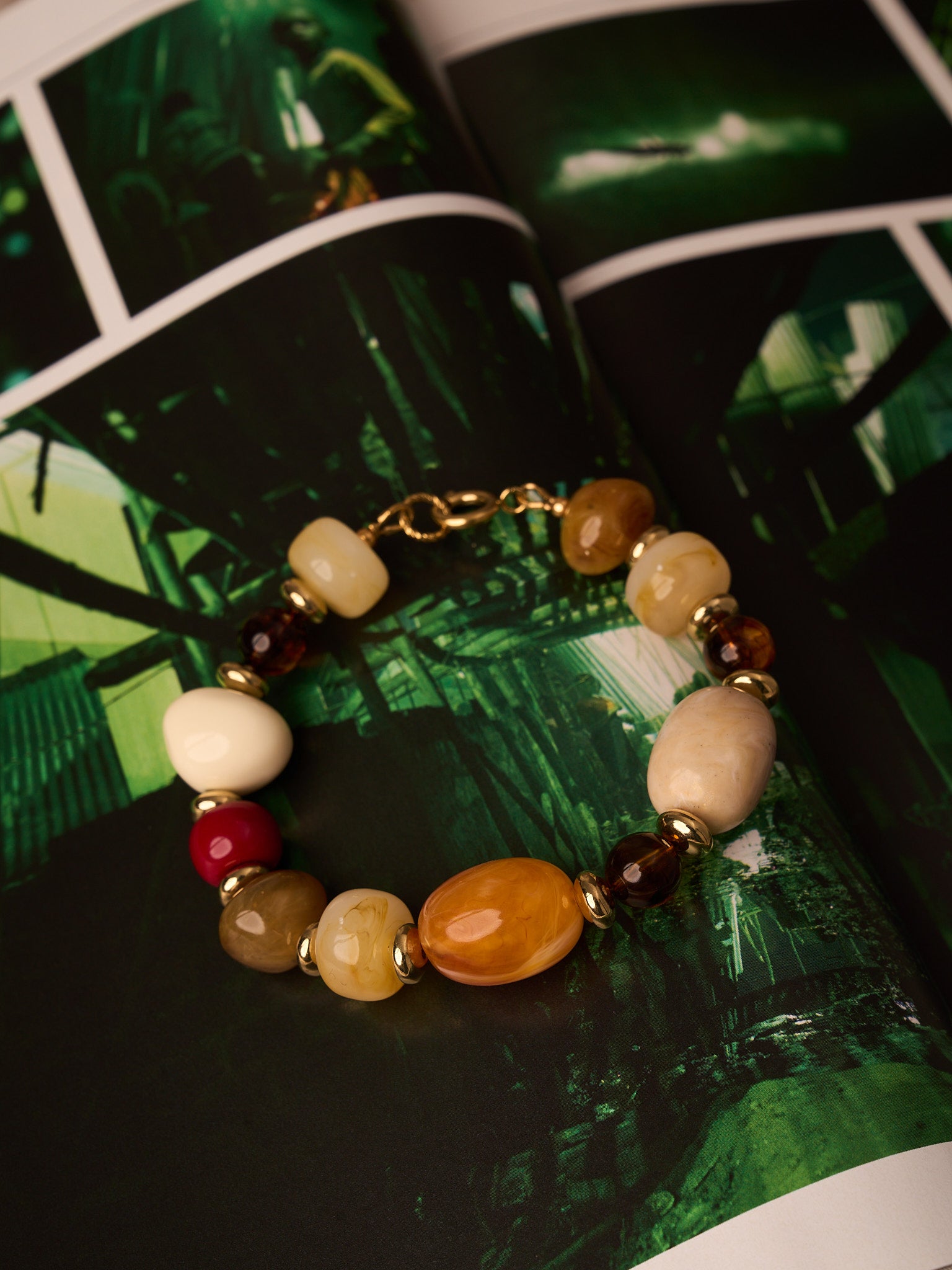 Bracelet Savanna – Multico crème & ambre