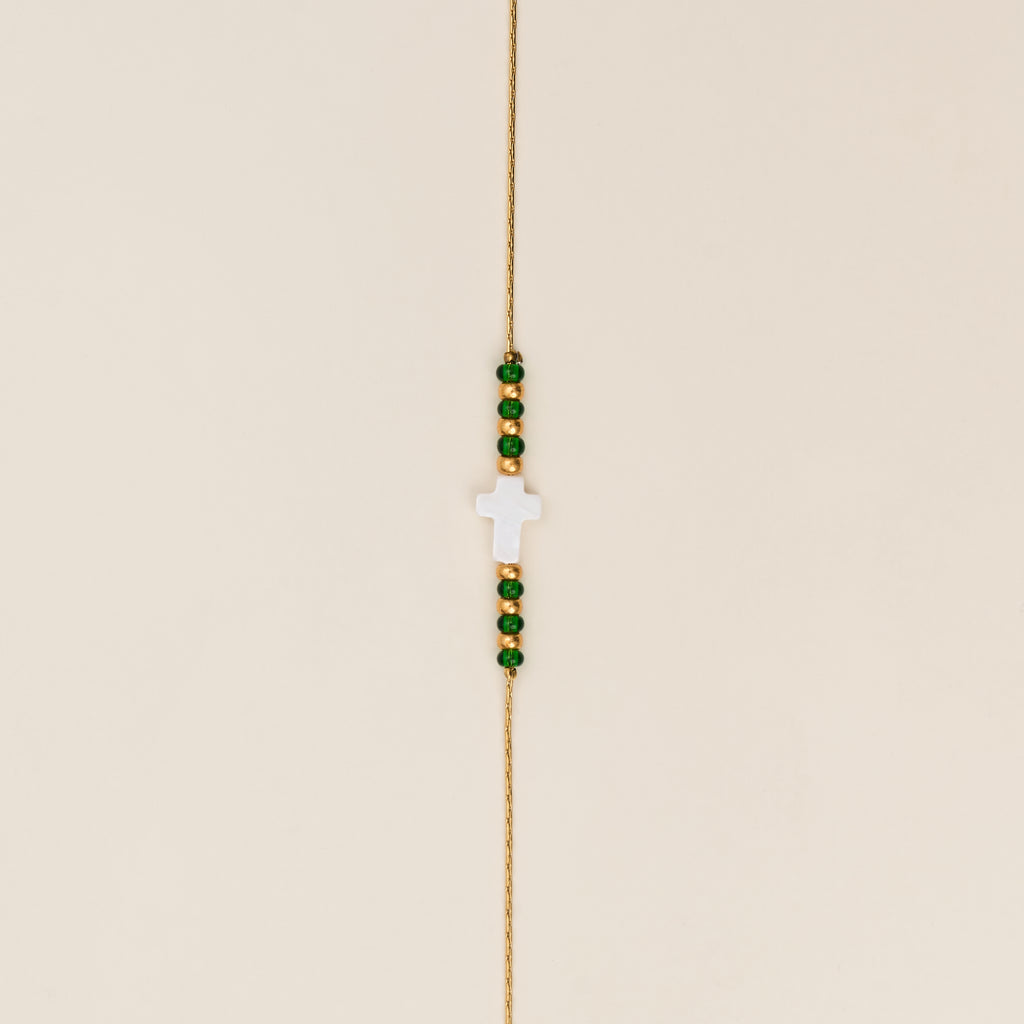 Bracelet Croce Vert Emeraude