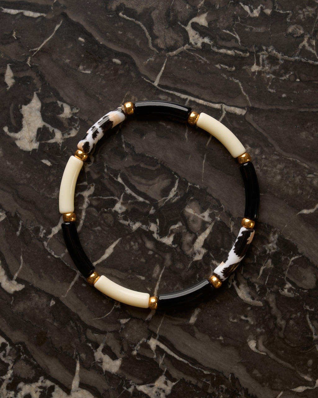 Bracelet Aello – Noir, Ecru & Tacheté