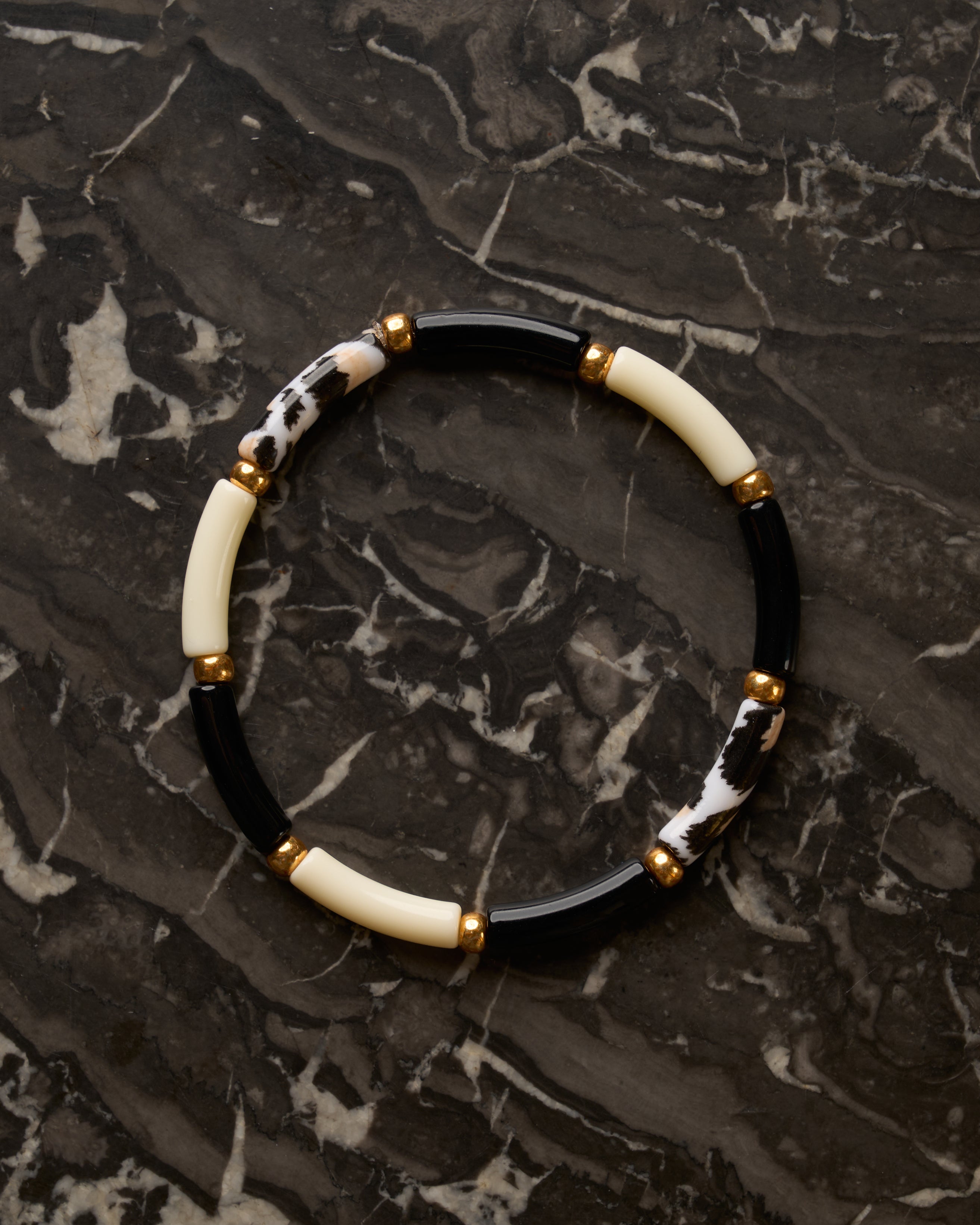 Bracelet Aello – Noir & ivoire tacheté