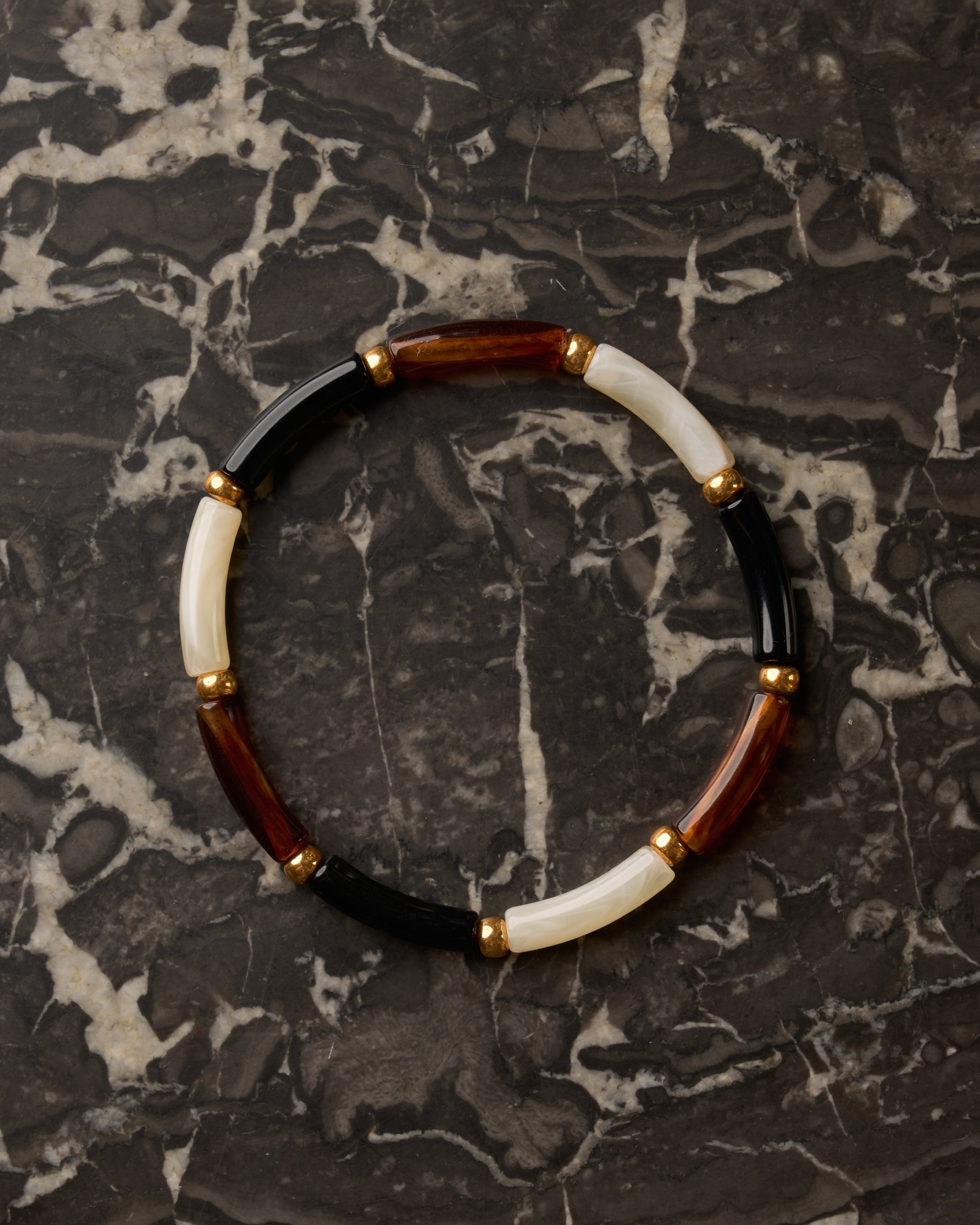 Bracelet Aello – Noir, ivoire & ambre