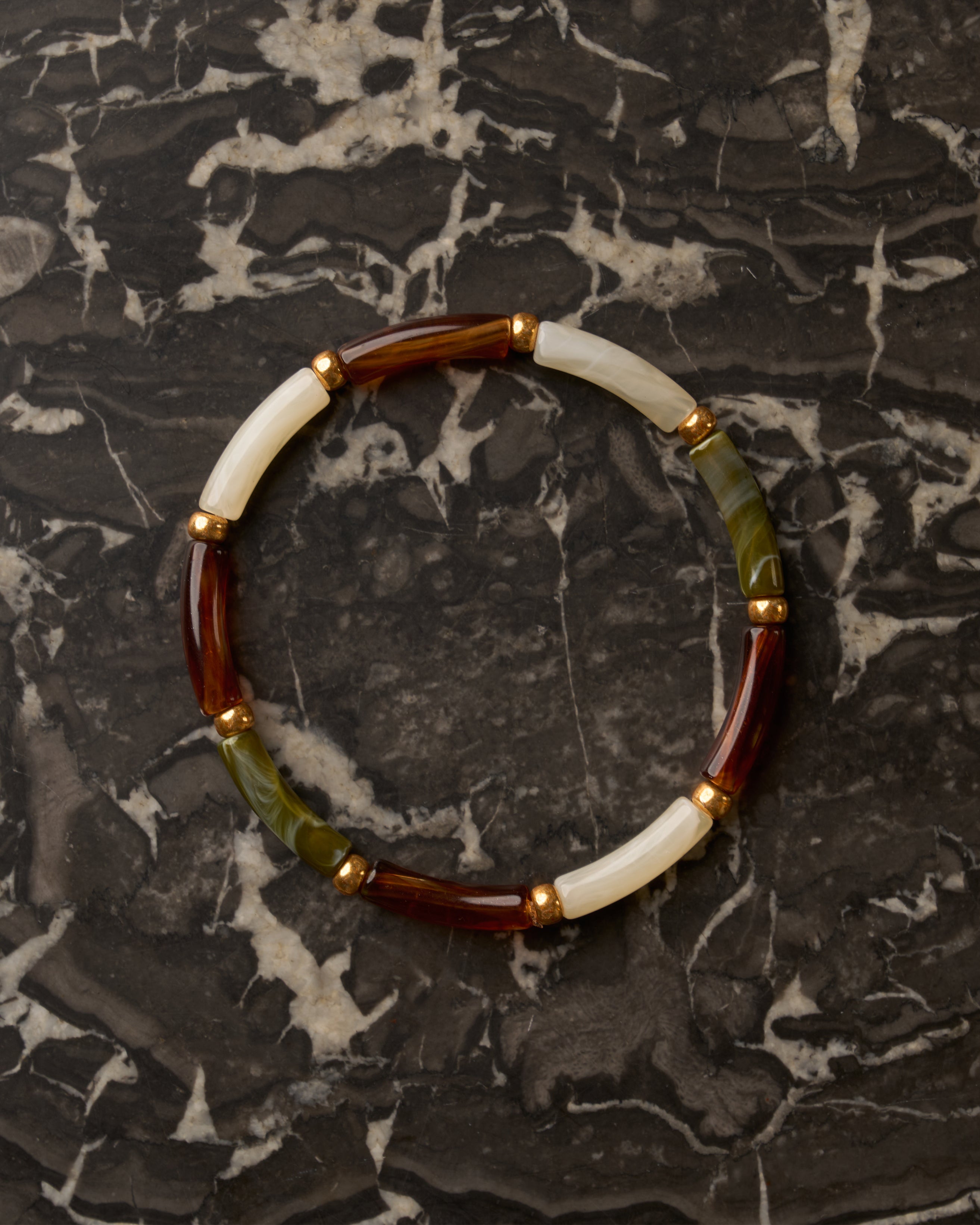 Bracelet Aello – Ivoire, ambre & olive