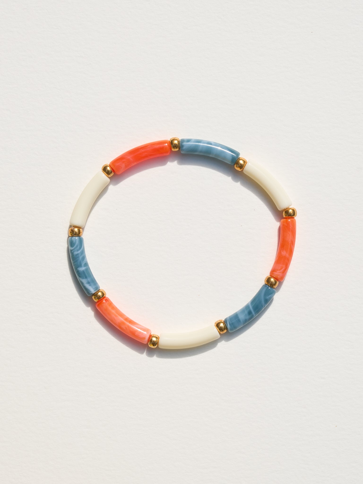 Bracelet AELLO - Orange, Bleu gris & Ecru