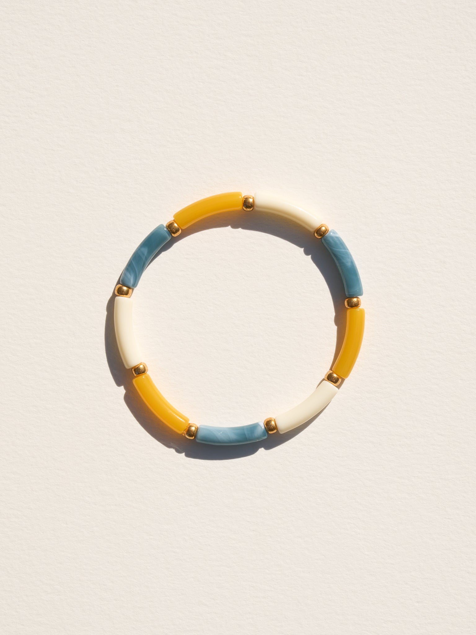 Bracelet AELLO - Bleu gris, Jaune & Ecru
