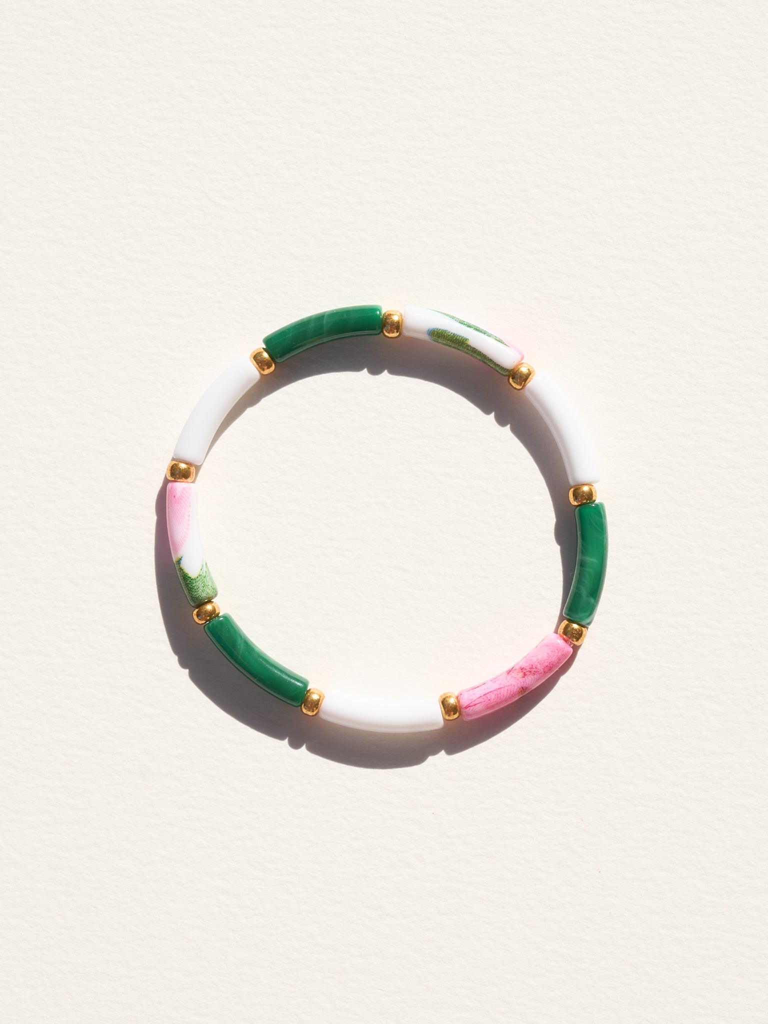 Bracelet AELLO - Vert, Rose & Ecru