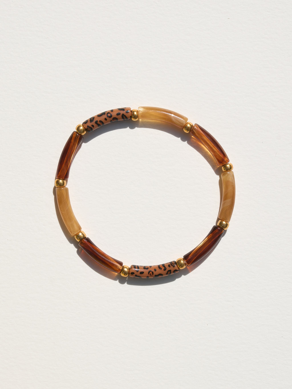 Bracelet Aello – Caramel, ambre & léopard beige