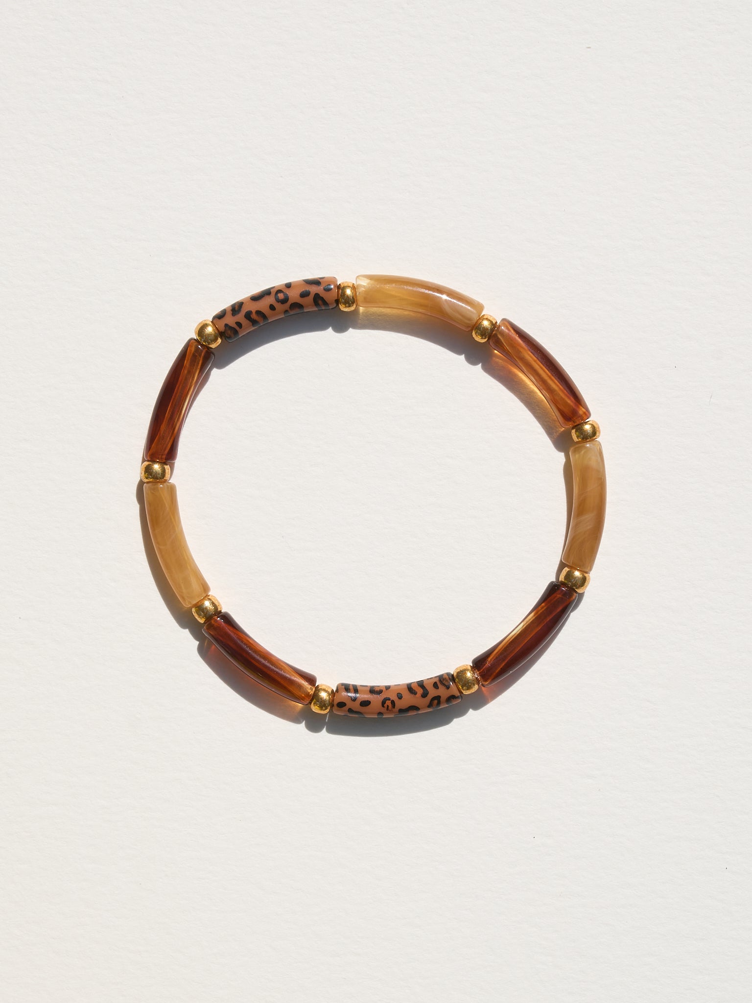 Bracelet Aello – Caramel, ambre & léopard beige