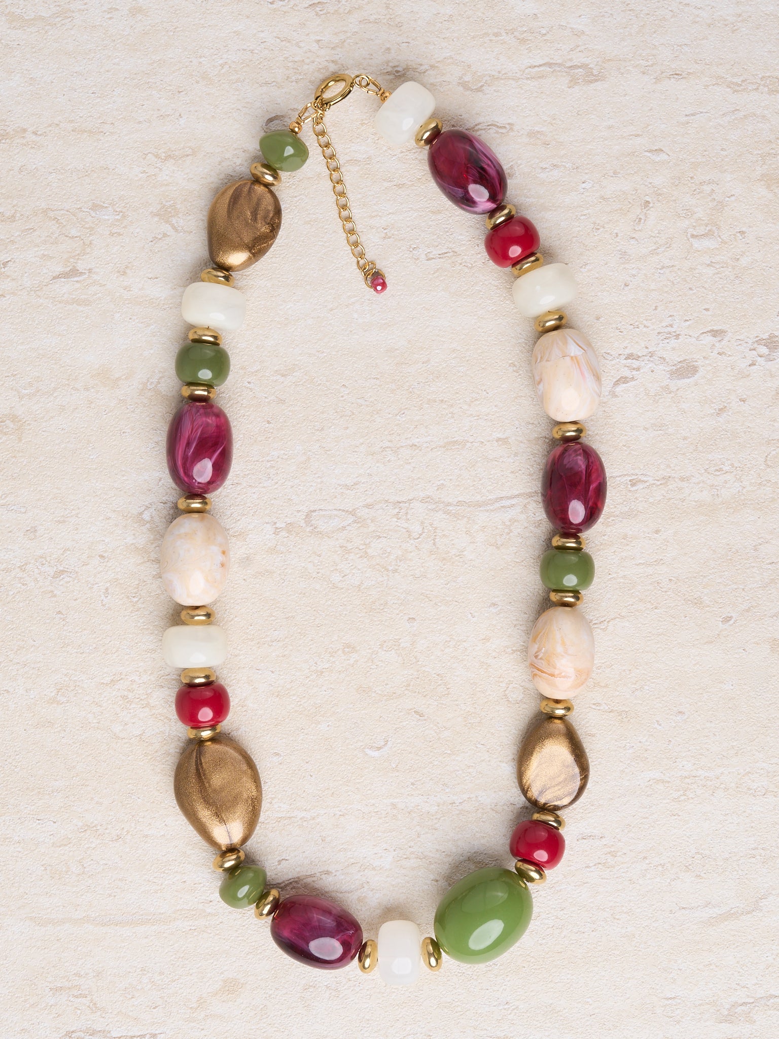 Collier Savanna – Rouge profond & olive