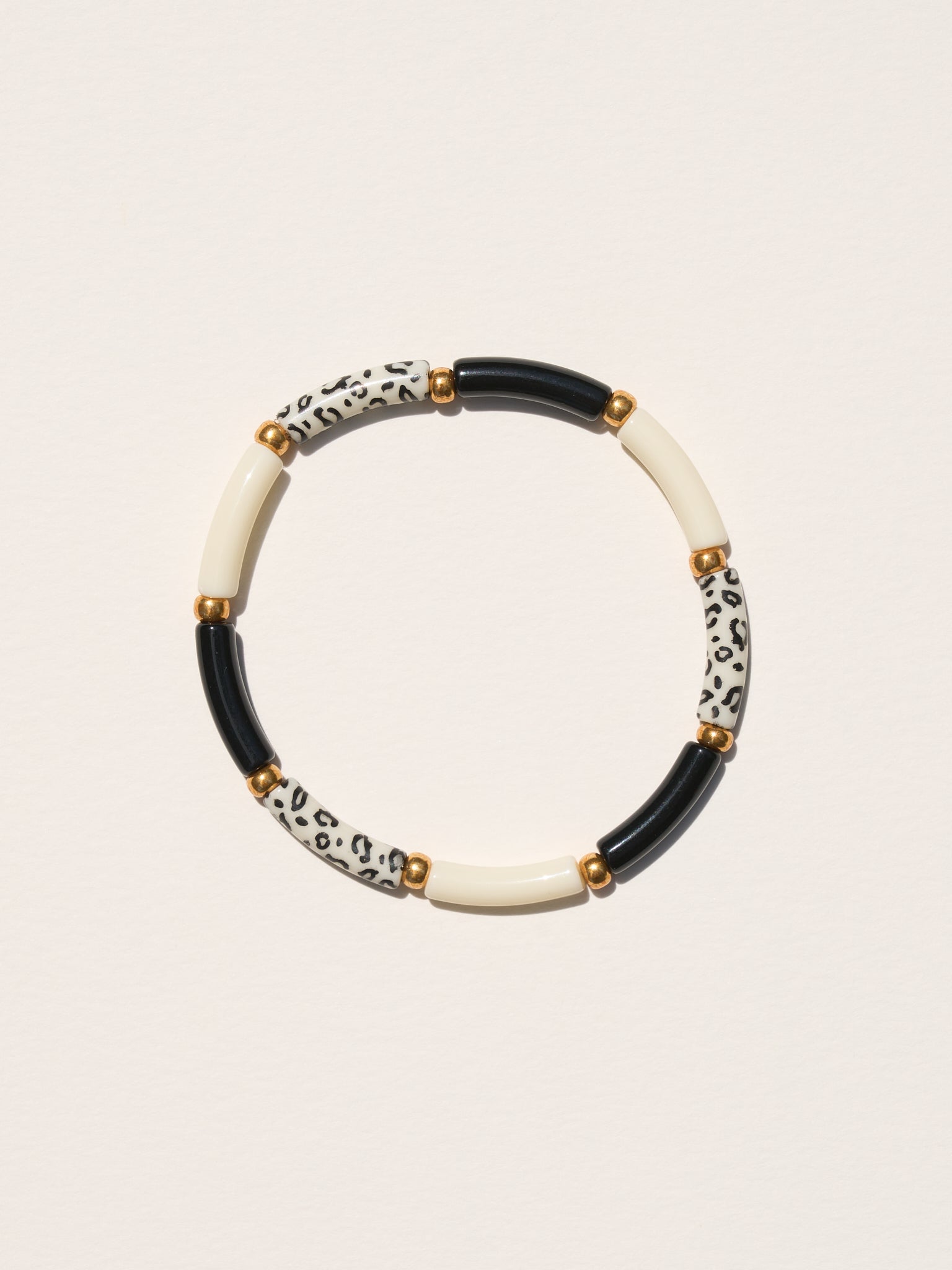 Bracelet Aello – Noir, Ecru & léopard