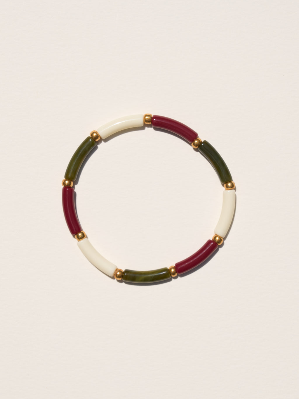 Bracelet Aello – Ecru, bordeaux & olive