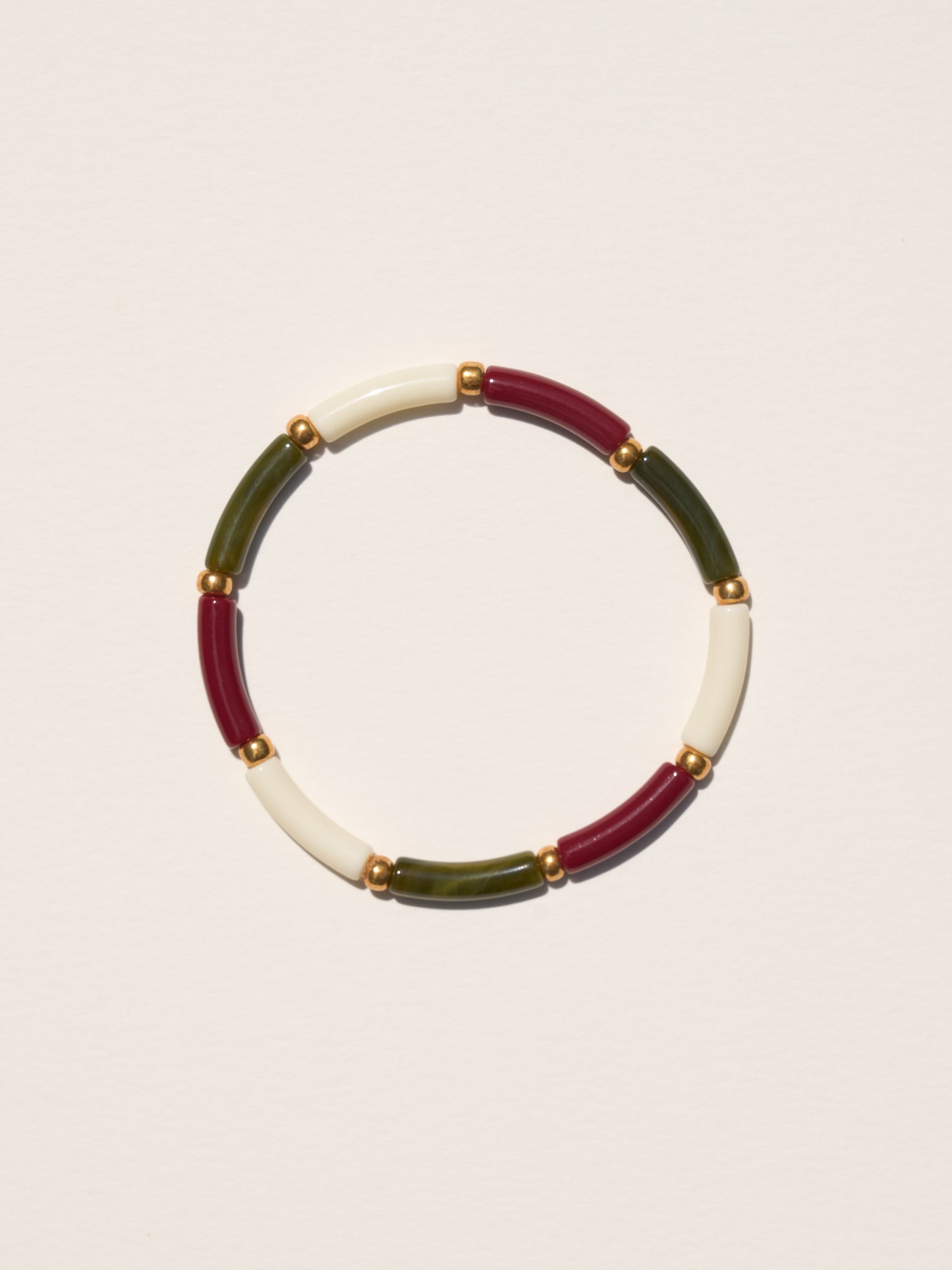 Bracelet Aello – Ecru, bordeaux & olive
